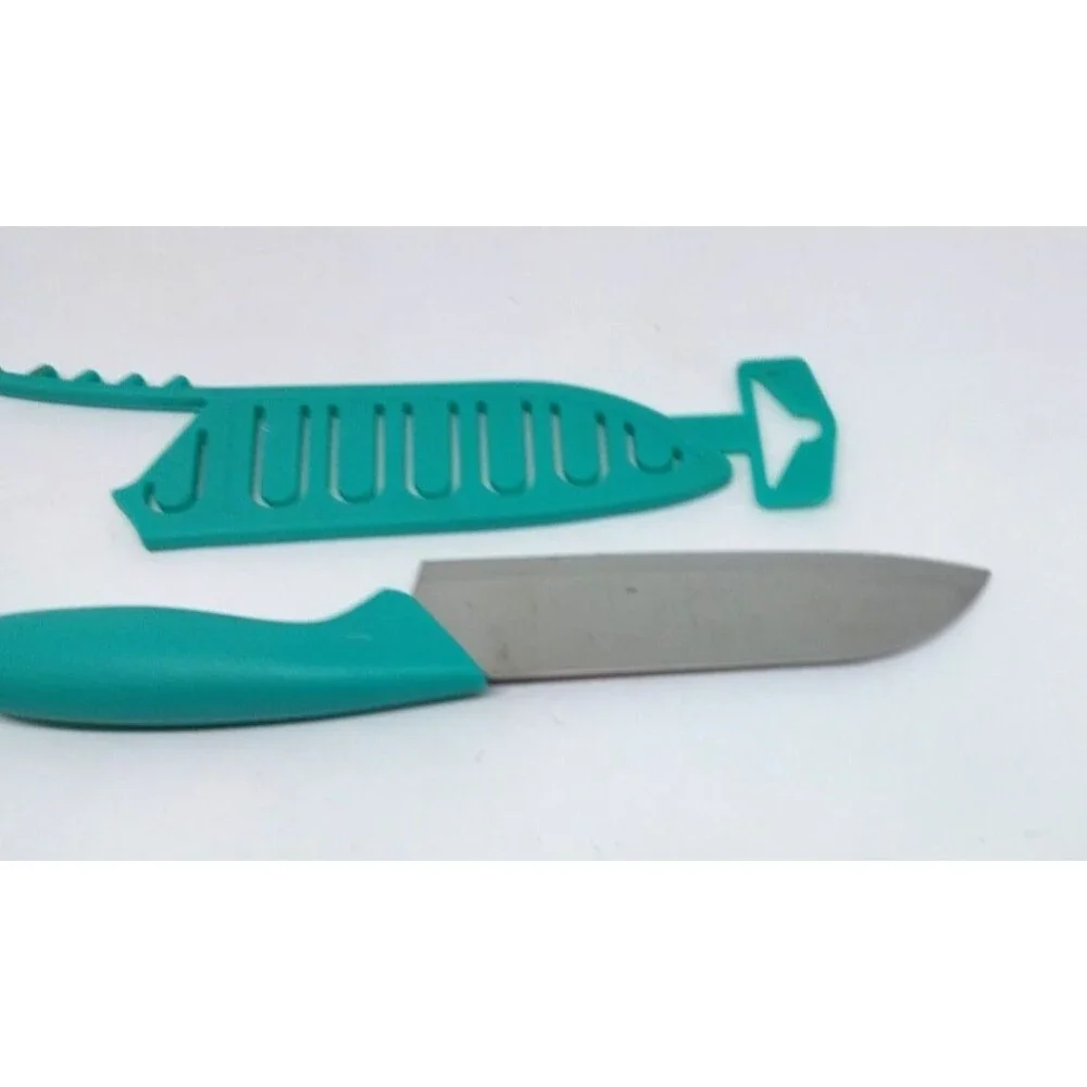 Teal Utility Knife Blue Handle Blade Cover Stainless Steel Kitchen Tool &
